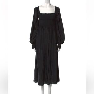 La Linge 100% Silk Elegant Black Long Billowy Sleeve Dress